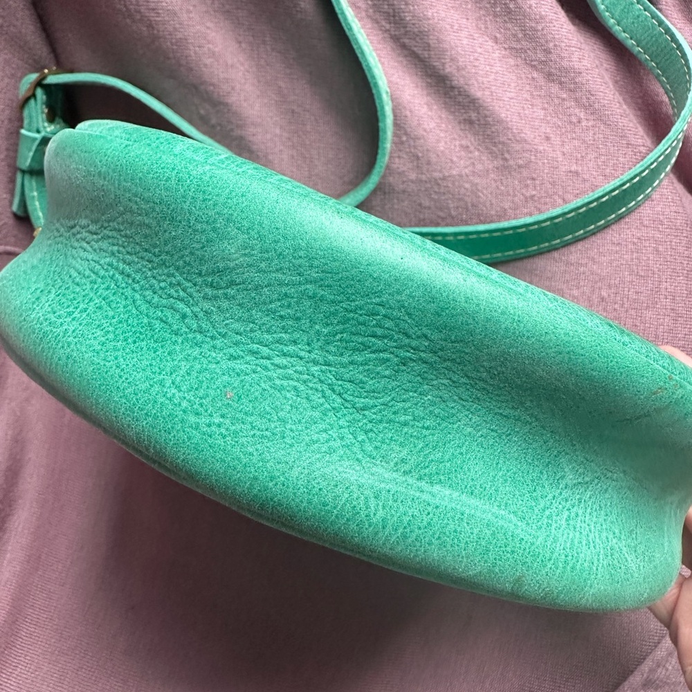 Portland Leather Goods PLG Large Circle Crossbody Bag in Surf Green Teal Blue - Picture 7 of 8